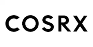 Logo cosrx noir sur un fond blanc.