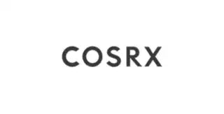 Logo texte « cosrx » noir sur fond blanc.